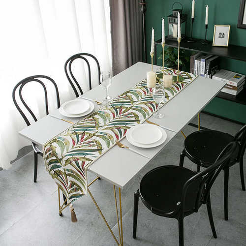 热带雨林彩色叶子植物桌旗茶台布艺茶几I电视柜餐边柜桌布垫布盖