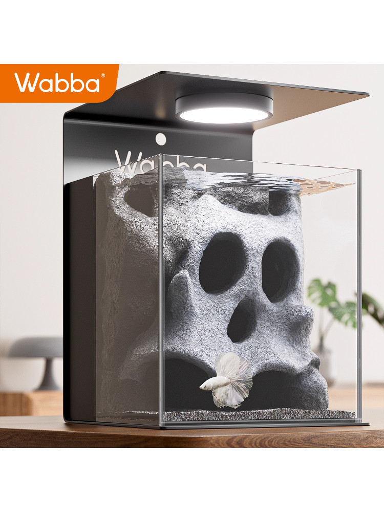 Wabba鱼缸过滤制氧一体机斗鱼缸生态缸超白玻璃小鱼缸小型客厅