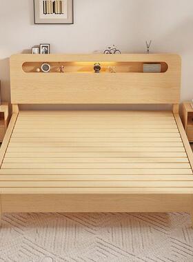 实木床1.5米双人床家用1.8米现代简约出租房经济型1.2m单人床架