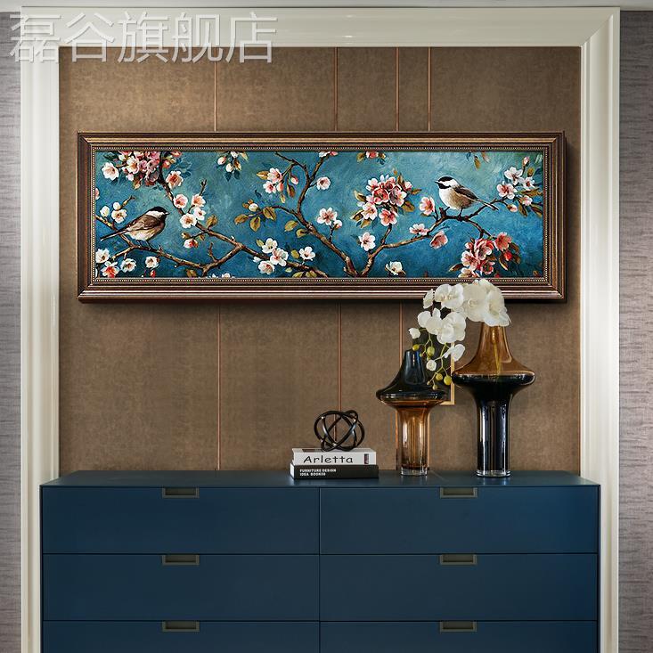 网红美式卧室装饰墙画床头花挂画客厅沙发背景壁画田园鸟单幅大气