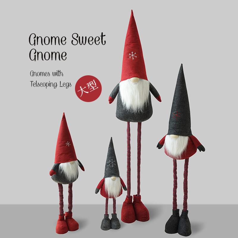 大型伸缩精灵圣诞节老人公仔摆件圣诞装饰品橱窗场景布置