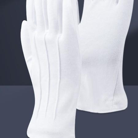 礼仪手套三筋白色纯棉防滑透气薄款文玩盘串司机专用阅兵升旗防晒