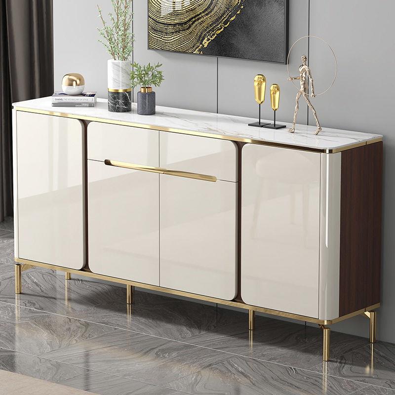 意式轻奢烤漆餐边柜时尚岩板简约家用岩板茶水柜碗柜大容量储物柜