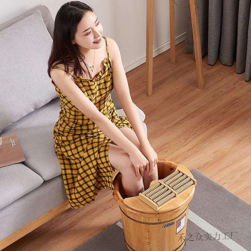 木质泡脚木桶家用过小腿足浴桶洗脚盆木盆实木保温养生洗足盆40cm