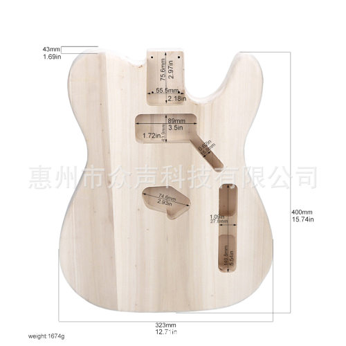 乐器配件   TL双拾音器孔杨木吉他琴桶