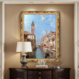 世界名画翁特贝格尔油画威尼斯古典风景挂画欧式玄关建筑装饰画竖