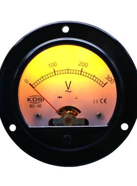 KDSI指针式圆形电压表整流式电表BO-65AC300V黄色背光电压9V
