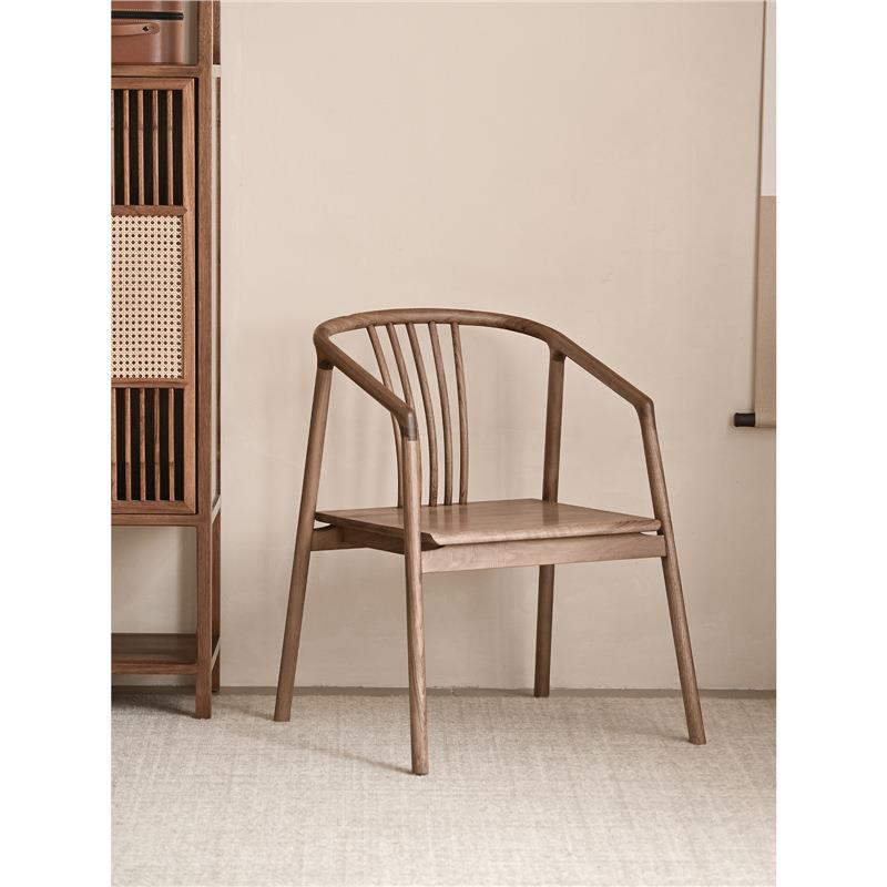 2025新款素沐北美FAS级黑胡桃圈椅主人椅子实木轻奢新中式靠背扶