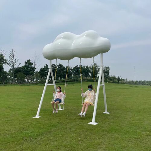 云朵座椅道具暖场引流秋千云朵彩虹秋千户外拍照景区打卡