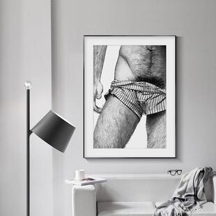 现代简约黑白健身房型男版画同志铅笔画铁人三项系列装饰画挂画