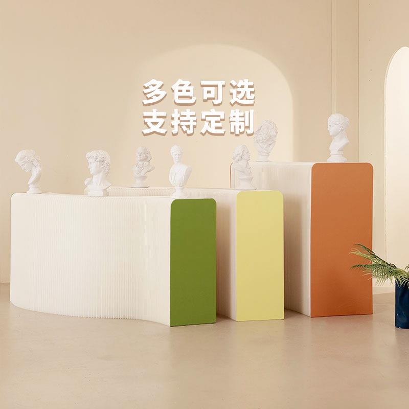 展台展示台长条多功能置物架展会可折叠移动产品陈列架纸质橱窗台