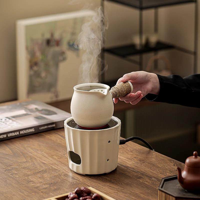 围炉煮茶户外炭火炉碳炉明火煮茶侧把壶烤火炉套装家用室内煮茶器