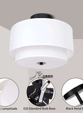 ebay美式农舍吸顶灯复古工业风走廊餐厅卧室布艺圆形灯具