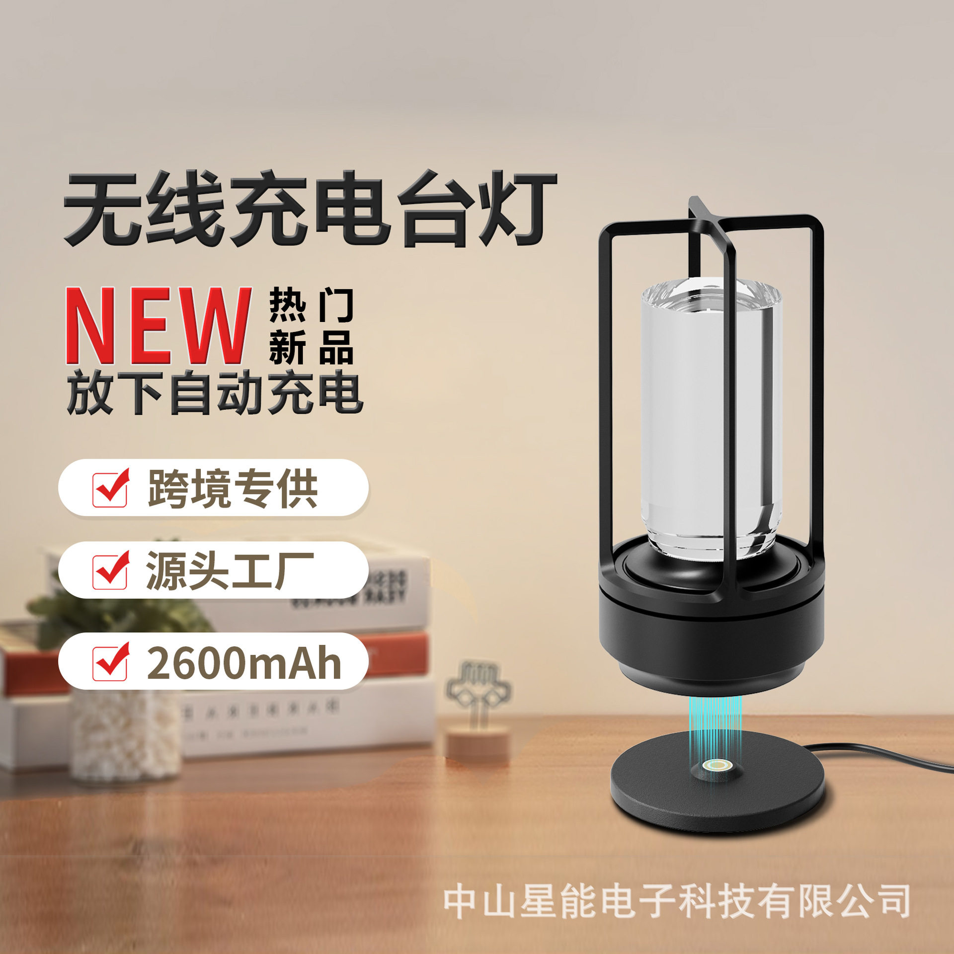 跨境厂家简约北欧美式LED夜灯磁吸充电暖光创意氛围酒吧酒店台灯