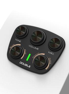 加振拾音器DOUBLES1-PRO多功能吉他拾音器带混响合唱延迟扩音器