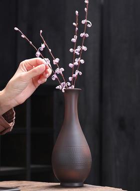 紫陶复古创意陶瓷花瓶个性时尚小花器水培花插家居饰品茶道