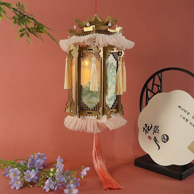 古风手提灯笼挂件装饰汉服手工中式仿古六角宫灯宫廷拍照道具成品