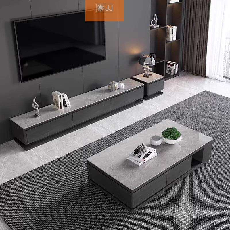新款现代简约小户型客厅茶几极简广东岩板电视柜茶几组合套装