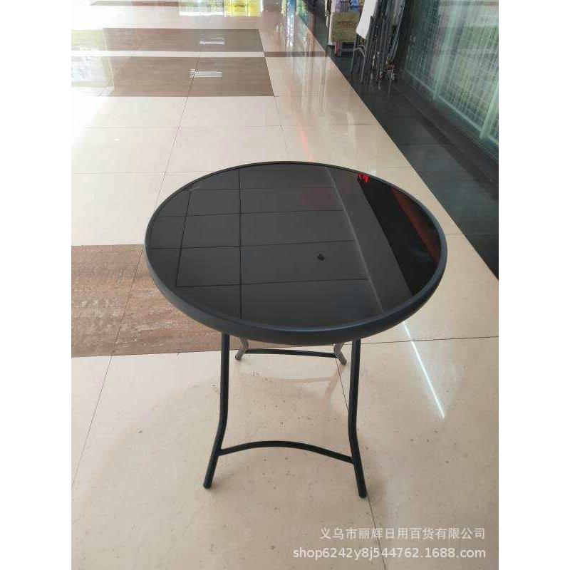 户外摆摊简易便携式黑色玻璃圆桌方桌折叠桌子餐桌家用吃饭小桌子