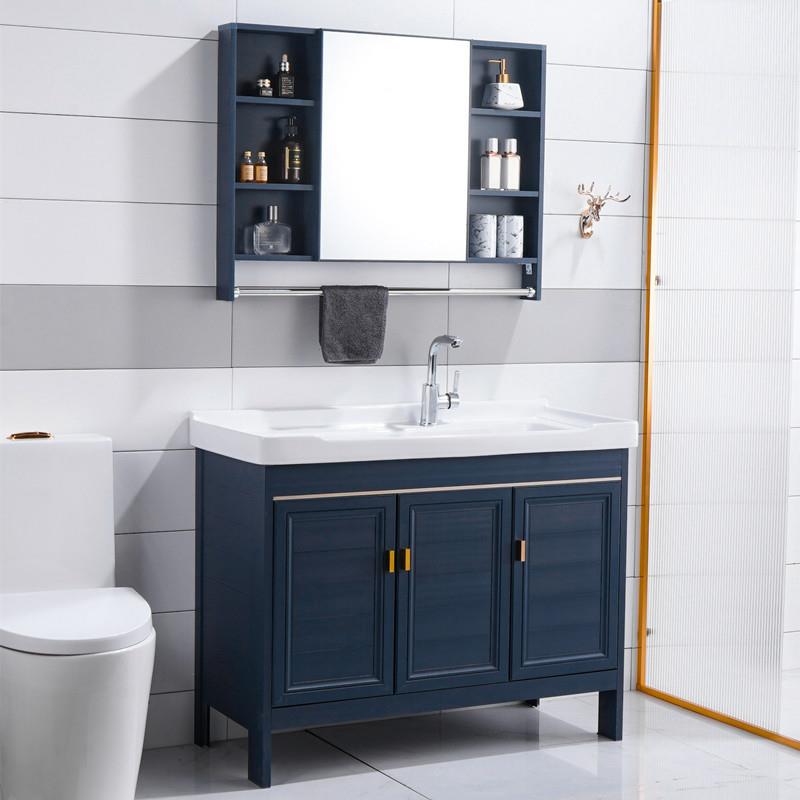 太空铝洗衣柜陶瓷洗衣盆带搓板一体阳台洗手池浴室柜洗脸台盆组合