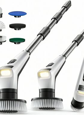 跨境电动清洁刷多刷头长柄手持两用清洁厨房浴室神器无线清洁刷