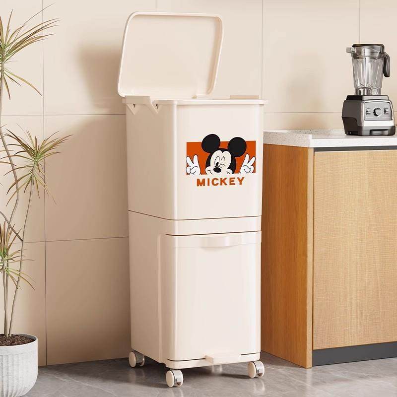 厨房垃圾桶家用大号双层高款大容量脚踩日式分类厨余专用干湿分离