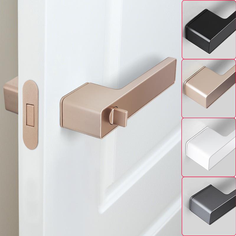 轻奢极简室内隐形门锁卧室房间家用木门通用型卫生间白色门把手