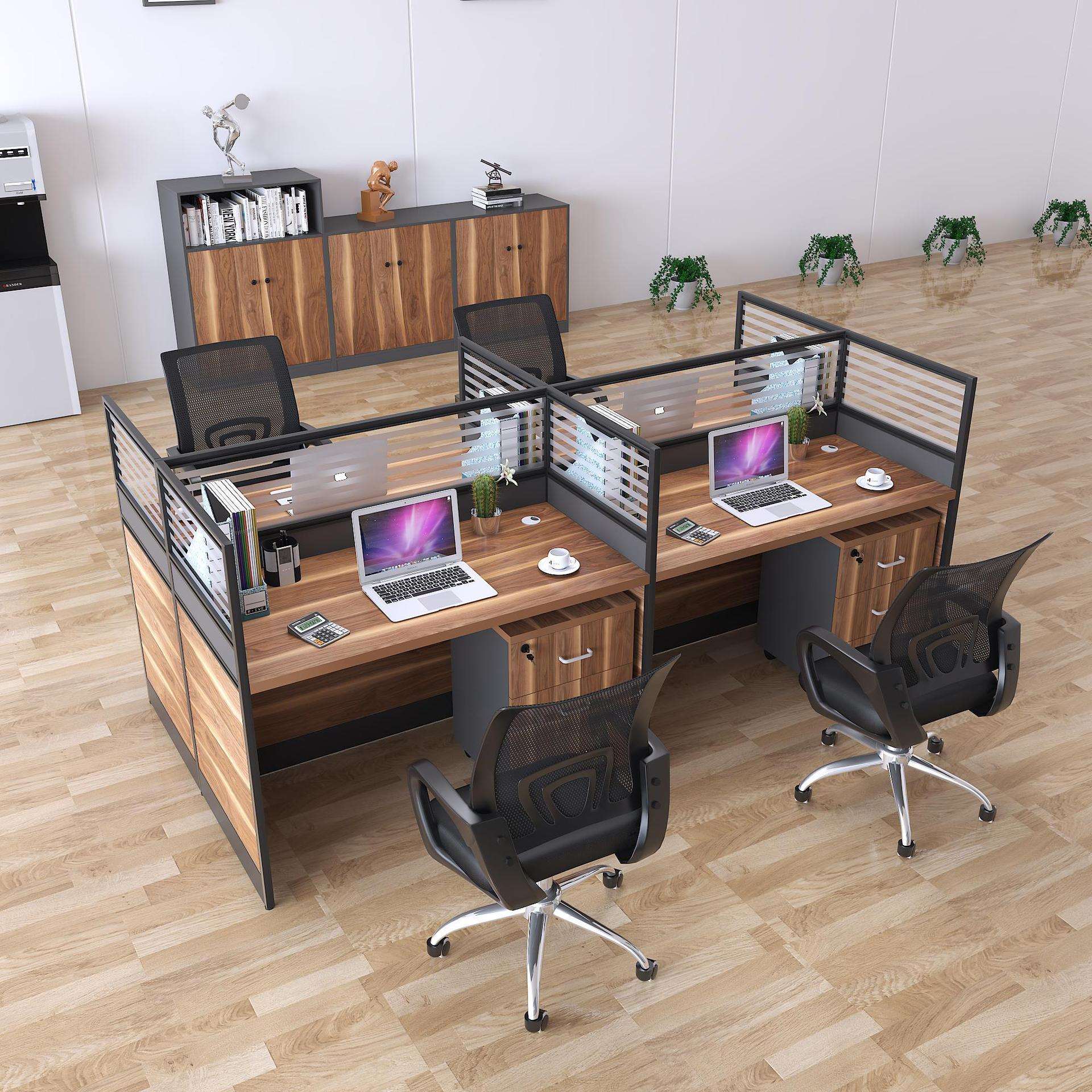 R*简约现代公司工位1米6人屏风卡位办公职员办公桌4人位桌椅组合