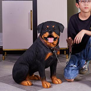 仿真狗摆件罗威纳犬模型客厅玄关家居装饰门口看门狗雕塑乔迁送礼