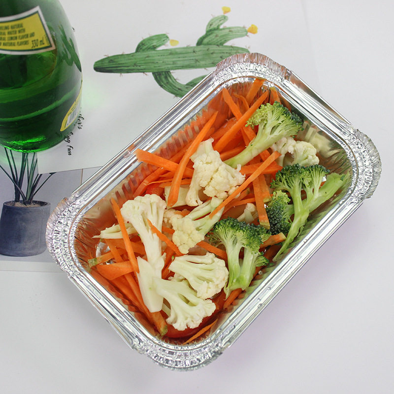 【预制菜打包盒】饭盒长方形铝箔容器350ml 快餐盒炒饭烧烤烘培盒