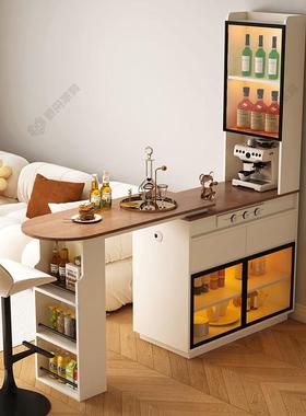 实木吧台柜家用客厅靠墙隔断柜阳台休闲小吧台小型中古伸拉伸纳柜