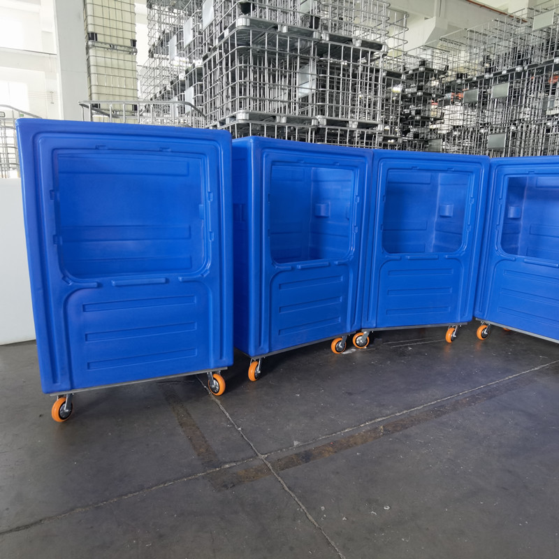 华社塑料布草笼车700L衣物洗脱大容量全钒液能储存箱滚塑异形加工