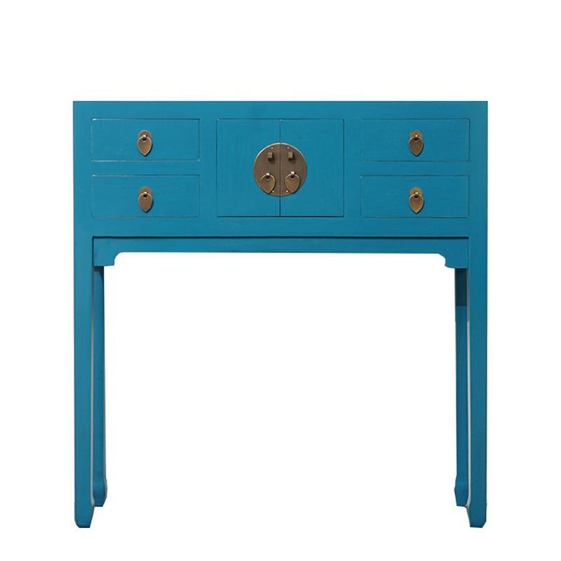 新中式古典榆木玄关桌小姐桌实木门厅柜子彩漆复古做旧供桌家具