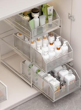 下水槽置物架收纳分层架柜子浴室柜下洗手台下橱柜拉篮抽拉式多层