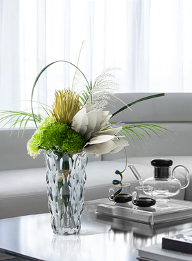 Rzone 样板房售楼部茶几花艺摆件玻璃花器整体软S装电视柜组合套