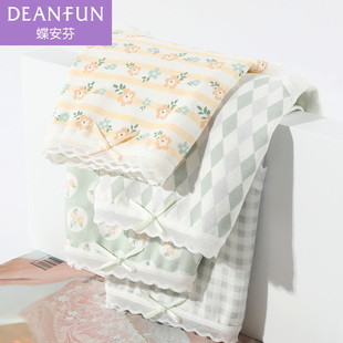 底裤 衩100%全棉裆日系女生新款 头 女纯棉女士抗菌中腰裤 蝶安芬内裤