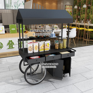 欧式铁艺花车夜市摊位超市t带抽屉柜移动小摊车网红摆摊手推售货
