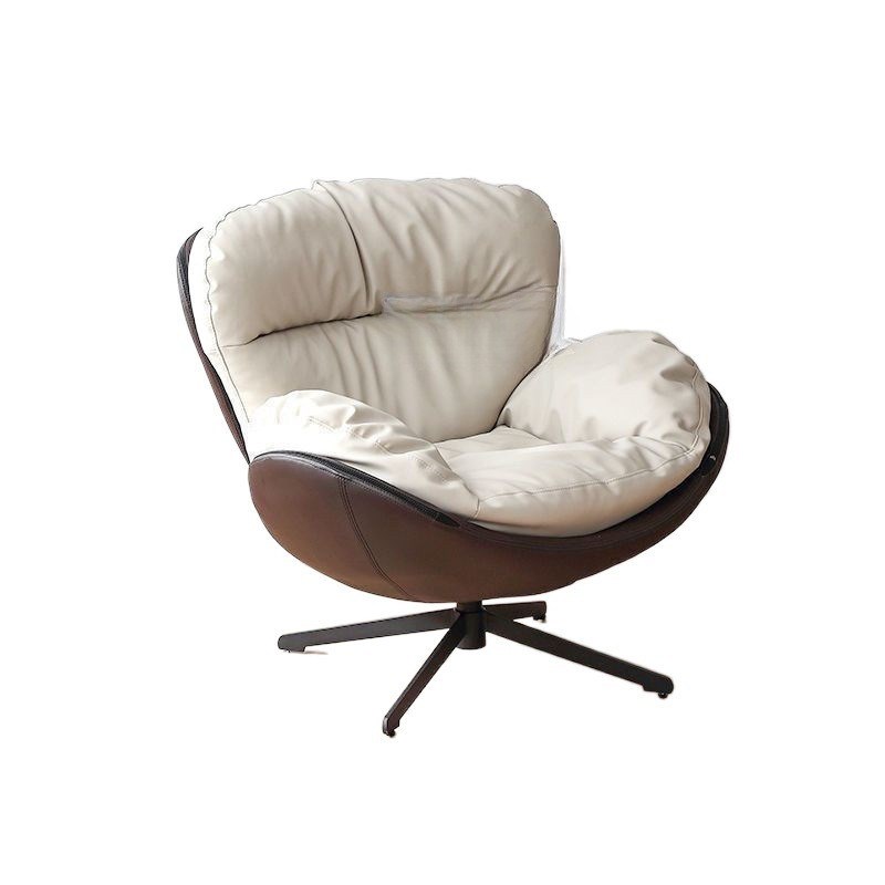 北欧单人沙发椅意式轻奢铁艺休闲椅懒人沙发可O旋转卧室客厅蛋壳S