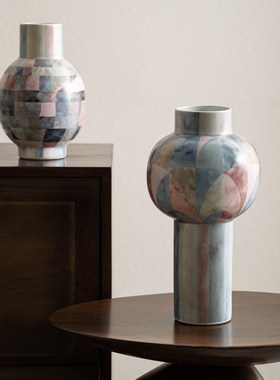 Rzone 高级感小资手绘马v赛克花瓶时尚家居高级感陶瓷软装饰品摆