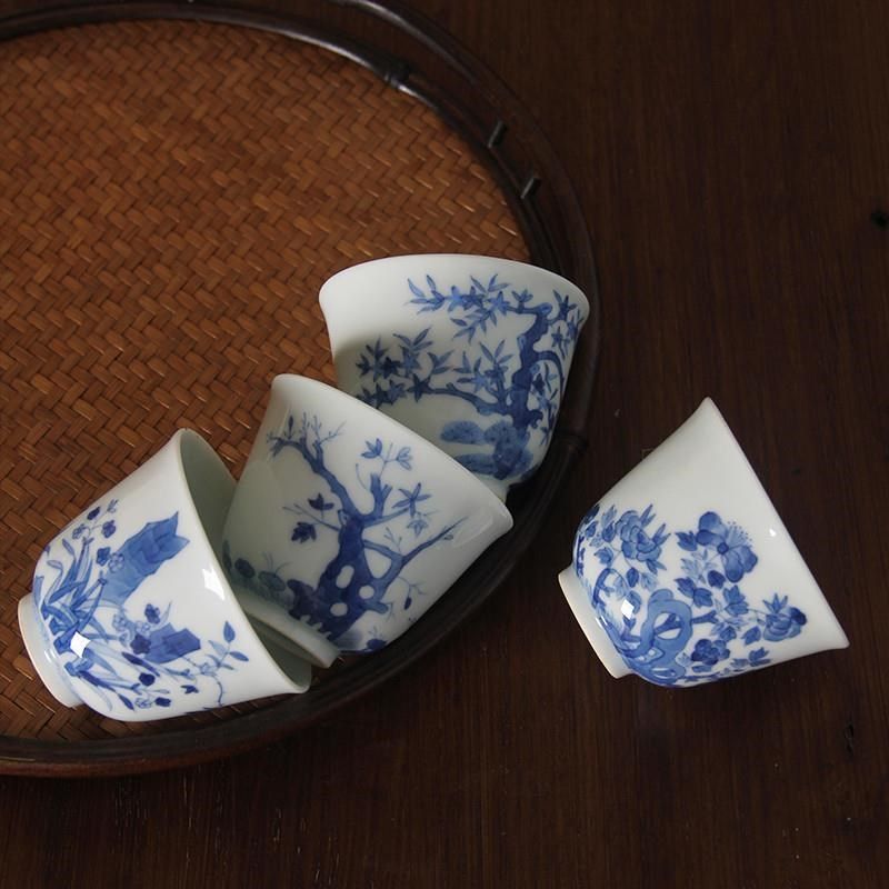 清康熙青花手绘十二花神杯一套茶杯茶具古玩古董陶V瓷器仿古收藏,餐饮具,茶杯,淘宝优惠券,粉丝福利购,淘宝优惠卷