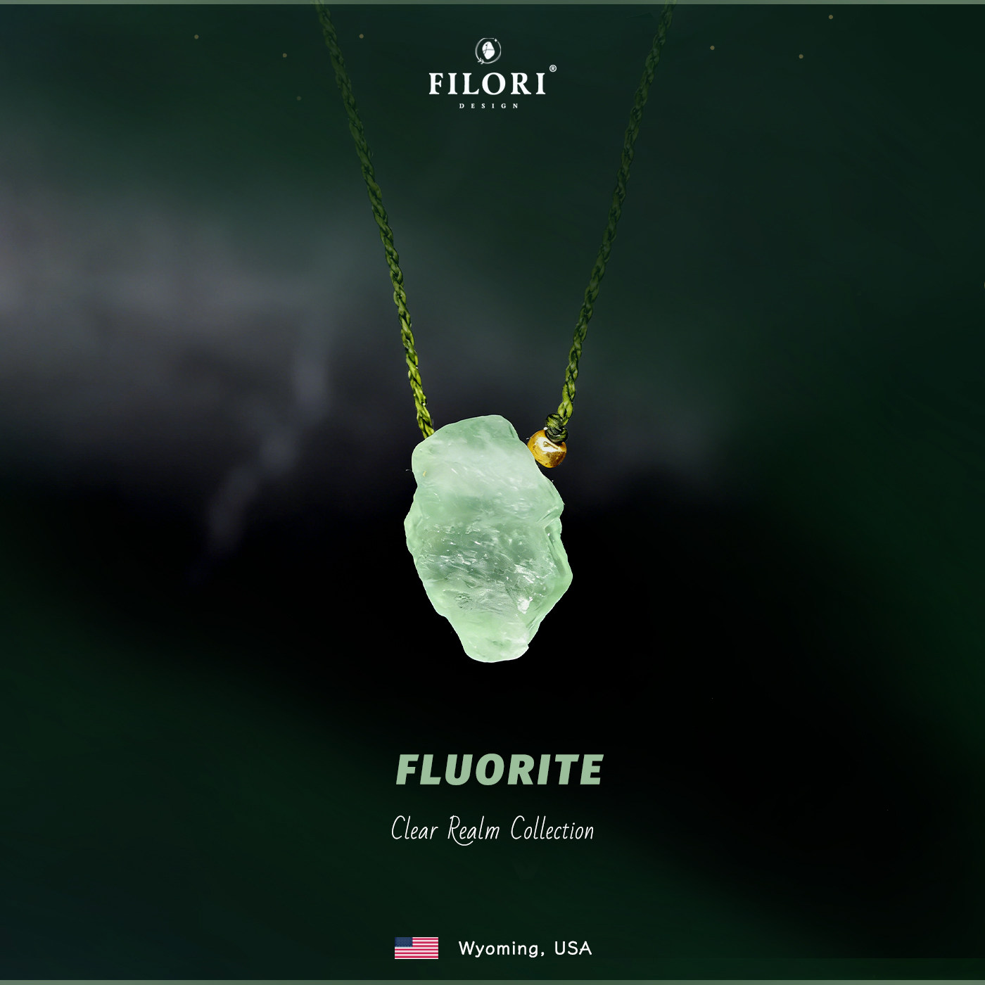 Filori菲珞天然绿萤石吊坠水晶原石项链女款可调节2026马年礼物