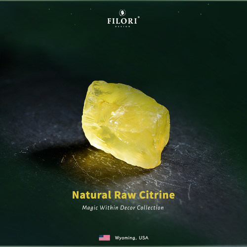菲珞天然巴西黄水晶原石摆件招财