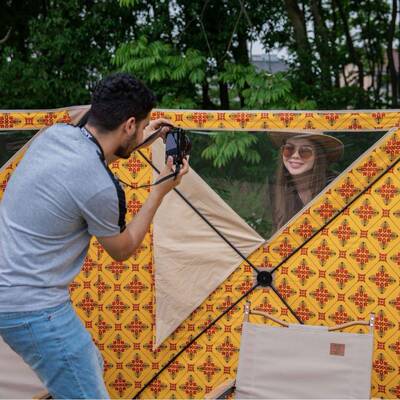 厂家风供野应餐遮围挡风屏户外可视布露营装备挡风墙折叠DFP001屏