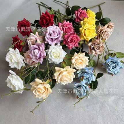 欧式卡布奇诺婚玫瑰仿花家居装饰真假花庆排摄0411影道具多头花玫