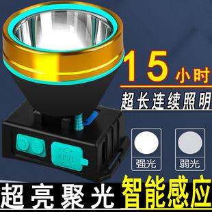 感应头灯强光超亮充电夜钓钓鱼专用户外防水疝气灯矿灯超长续航