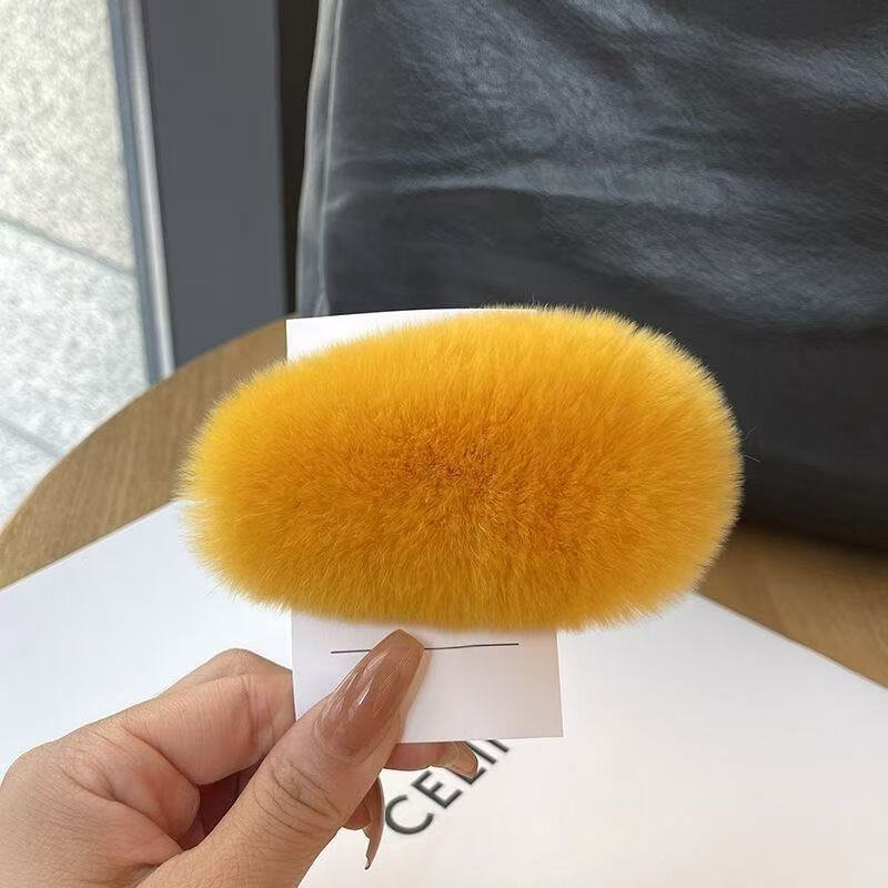 韩国ins发卡毛绒芒果可爱发夹网红仿獭兔毛侧边刘海发卡芒狗发饰