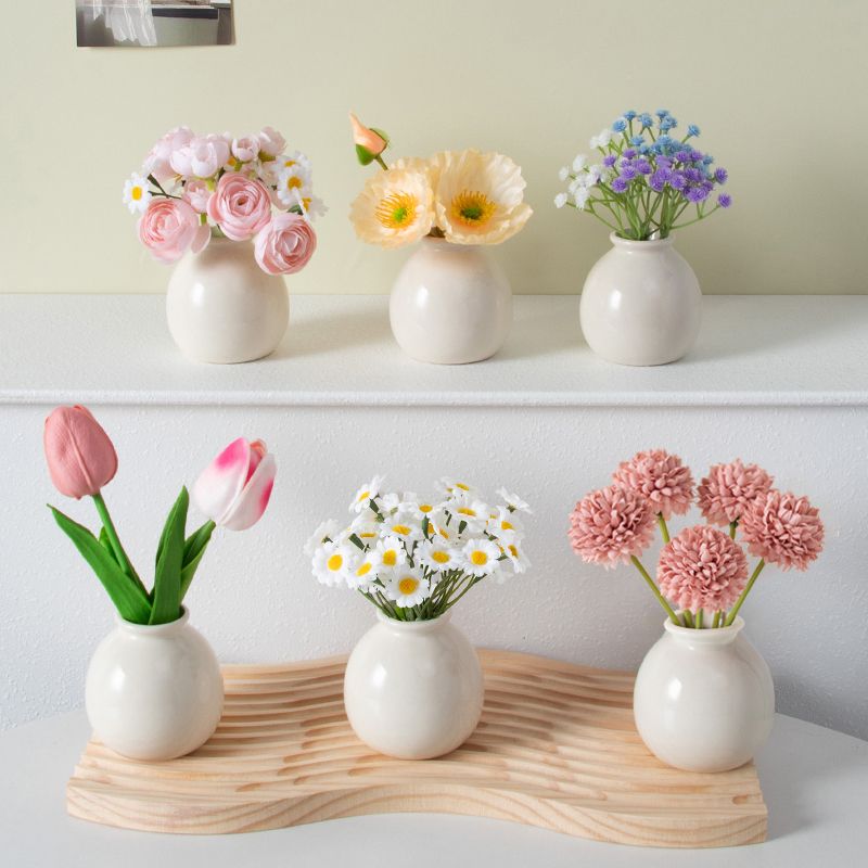 ins风陶瓷小花瓶仿真花干花假花套装办公桌面餐桌家居摆件装饰品