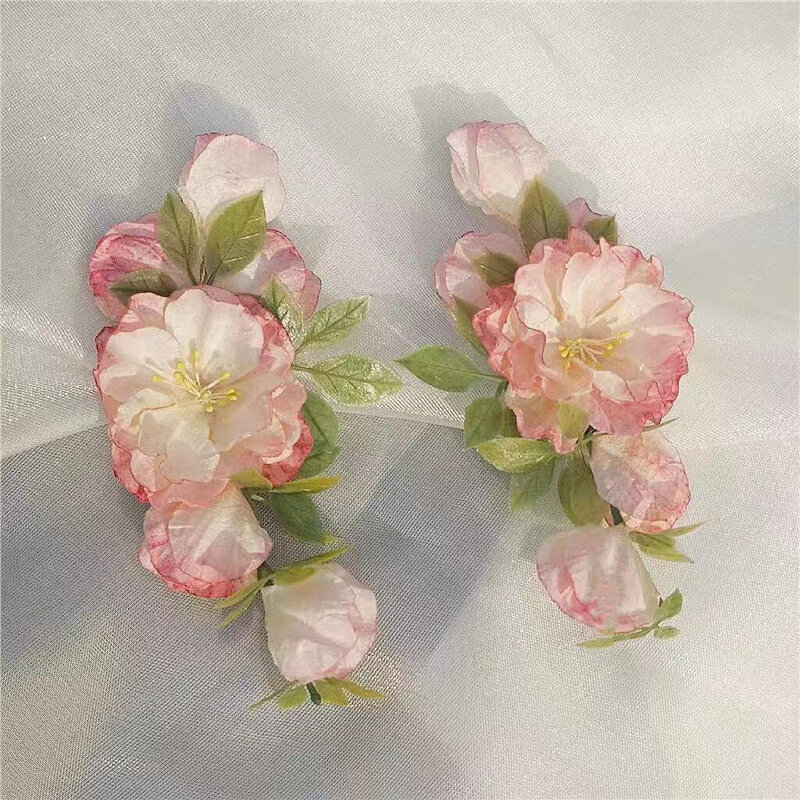 汉服古风仿真绢花头饰海棠花朵发簪假花发夹旗袍仙气配饰