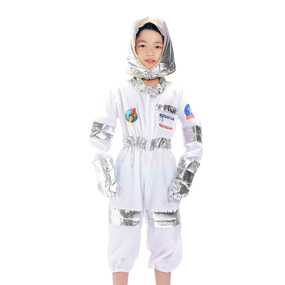 跨境现货万圣节cosplay儿童演出服装宇航员职业套装太空服连体衣