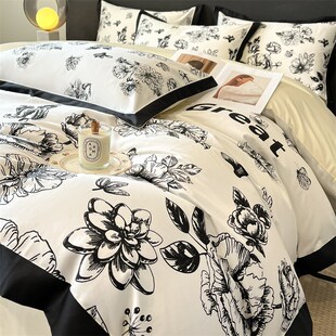 结婚四件b套喜庆k红色被套2025新款 床单婚庆婚嫁全棉床上用品